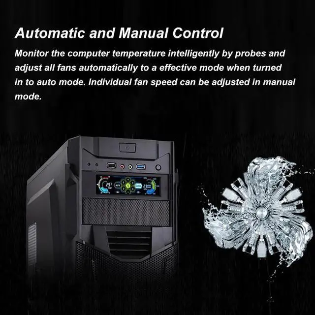 Alt view image 4 of 5 - Sunshinetipway 5.25" 5 Channel Touchscreen Fan Controller Temperature Monitor Automatic Speed Control Cooler LCD Front Panel