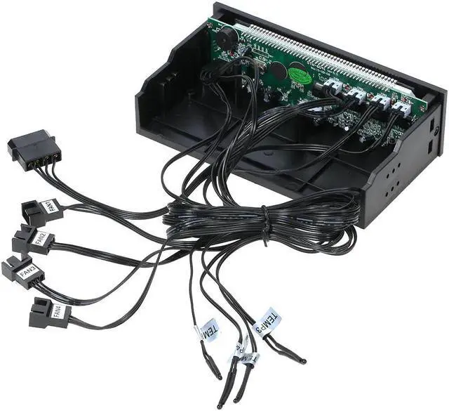 Alt view image 4 of 5 - Sunshine-tipway  Multi-Function PC CPU 4 Channel Fan Controller Speed Control Adjuster LCD Cooling Front Panel