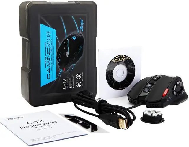 Alt view image 5 of 5 - C-12 Wired Mouse USB Optical Gaming Mouse 12 Programmable Buttons Computer Game Mice 4 Adjustable DPI 7 LED Lights