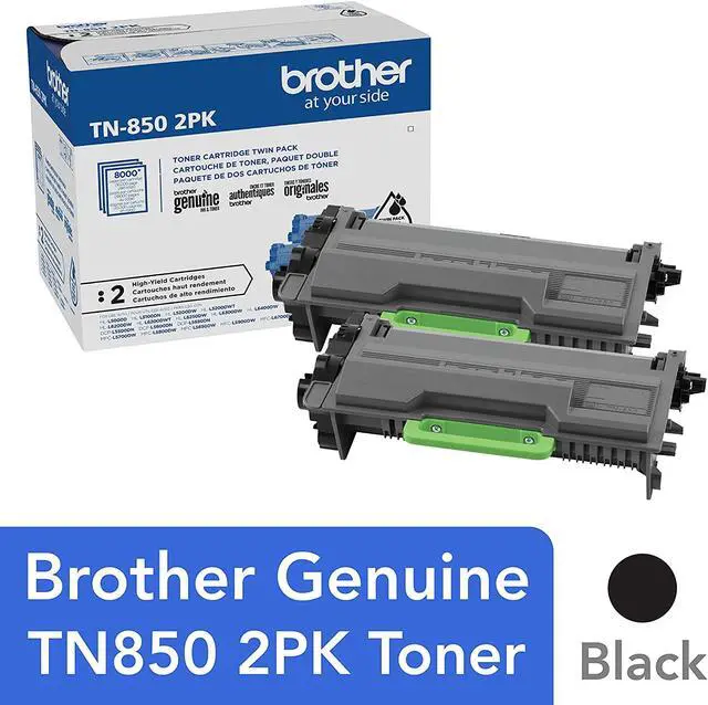 Alt view image 3 of 20 - Brother TN-850 Toner Cartridge Black 2 Pack in Retail Packaging