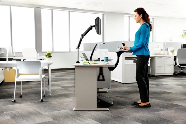 Alt view image 3 of 7 - 3M Sit/Stand Easy Adj Keyboard Tray Platform w/Gel Wrists & Mouse Pad, 23" Track