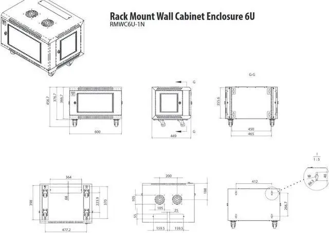 Alt view image 6 of 20 - 6U RACK WALL MOUNT ENCLOSURE