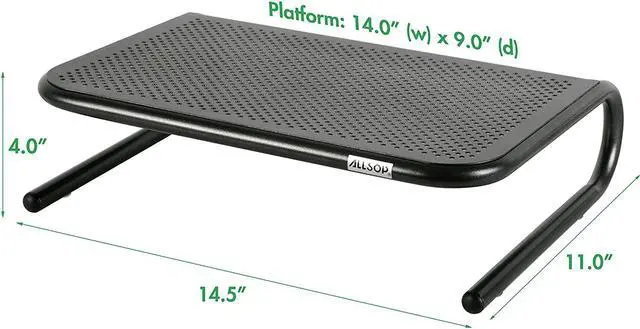 Alt view image 11 of 20 - Allsop Metal Art Jr. Monitor Stand 14-Inch Wide Platform - Pearl Black (30165)