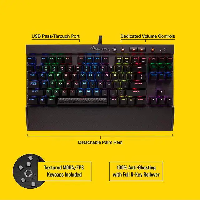 Alt view image 9 of 9 - Corsair K65 LUX RGB Compact Mechanical Gaming Keyboard - Cherry MX RGB Red (NA)