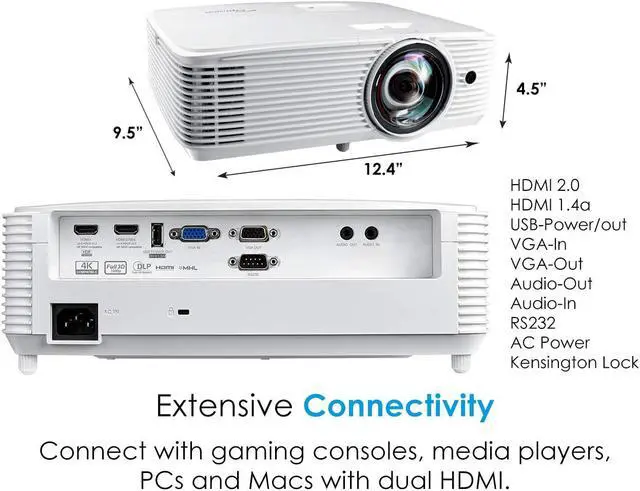 Alt view image 16 of 20 - Optoma GT1080HDR Full HD Short-Throw DLP Projector