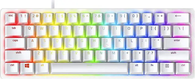 Alt view image 7 of 20 - Razer Huntsman Mini 60% Gaming Keyboard: Fastest Keyboard Switches Ever - Clicky Optical Switches - Chroma RGB Lighting - PBT Keycaps - Onboard Memory - Mercury White