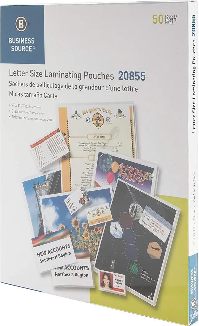 Alt view image 7 of 9 - Business Source Laminating Pouches Letter 5Mil 9"x11-1/2" 50/BX Clear 20855