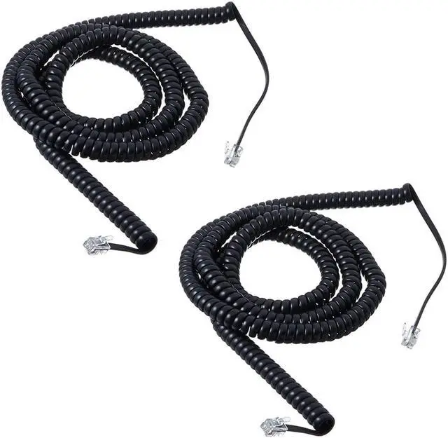 Alt view image 3 of 6 - iMBAPrice (Pack of 2) 3 to 25 Feet Black Coiled Telephone Phone Handset Cable Cord (Value Pack)