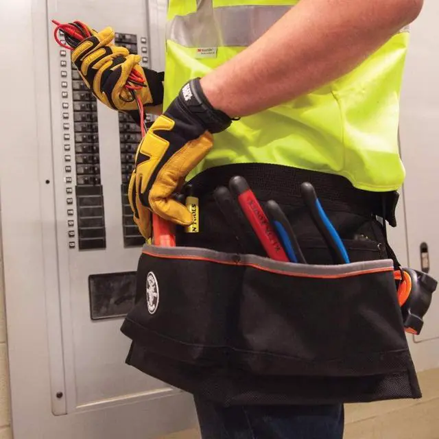 Alt view image 4 of 16 - KLEIN TOOLS 5244 Black Ballistic Polyester Tool Belt, 6 Pockets, 5244