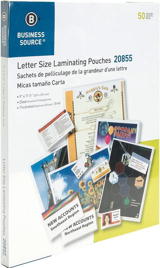 Alt view image 8 of 9 - Business Source Laminating Pouches Letter 5Mil 9"x11-1/2" 50/BX Clear 20855