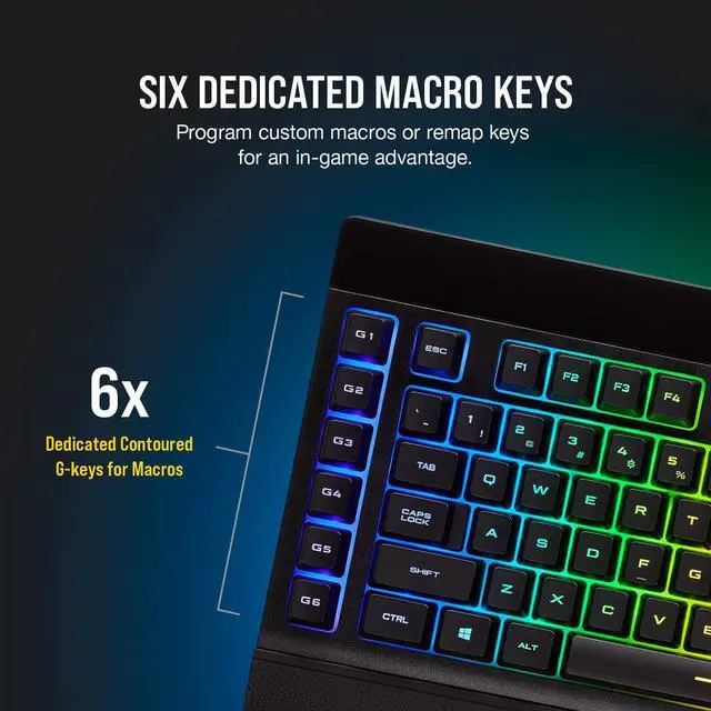 Alt view image 15 of 20 - Corsair K57 RGB Wireless Gaming Keyboard (NA) - Wired/Wireless Connectivity - Bluetooth/RF - 33 ft - 2.40 GHz - USB 3.0 Type A Interface - 110 Key - English (North America) - Windows, PC - Rubber Dome