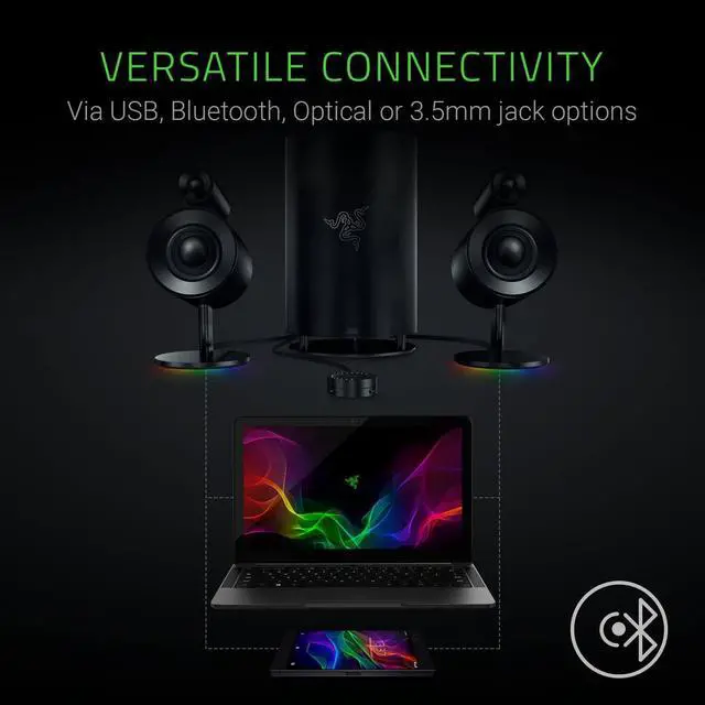 Alt view image 6 of 7 - Razer Nommo Pro: THX Certified Premium Audio - Dolby Virtual Surround Sound - LED Illuminated Control Pod - Downward Firing Subwoofer - Powered Chroma - PC Gaming Speakers