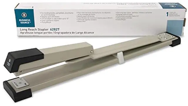 Alt view image 3 of 11 - Business Source Stapler Long Reach 20 Sht Cap Putty/Gray/Black 62827