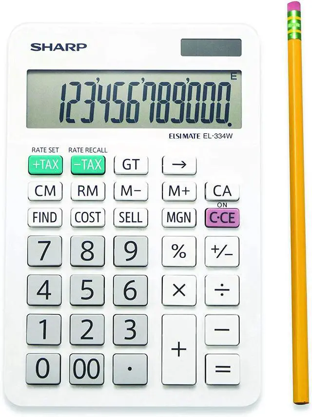 Alt view image 7 of 15 - Sharp EL-334W Large Desktop Calculator 12-Digit LCD EL334W