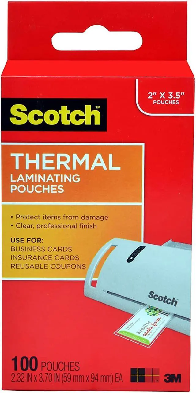 Alt view image 8 of 16 - Scotch Business Card Size Thermal Laminating Pouches 5 mil 3 3/4 x 2 3/8 100/Pack TP5851100