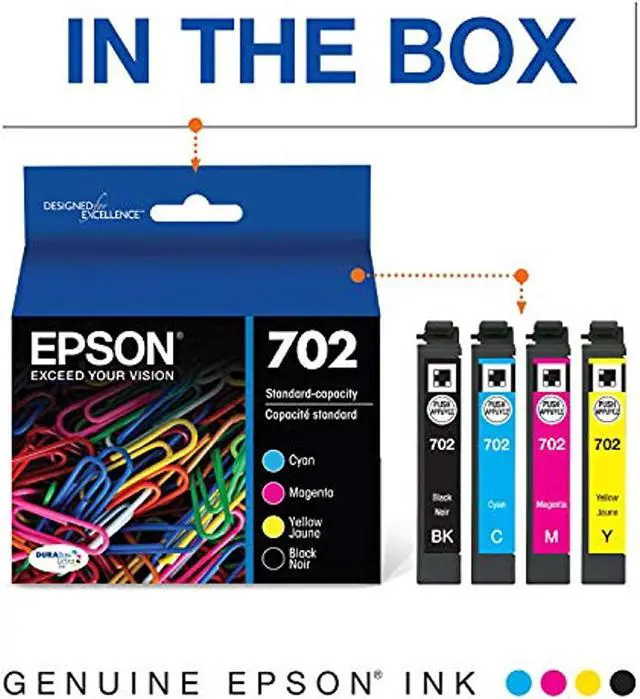 Alt view image 5 of 20 - Epson Durabrite Ultra 702 Ink Cartridge - Black Cyan Magenta Yellow