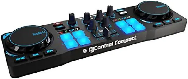 Alt view image 11 of 20 - Hercules 4780843 DJControl Compact super-mobile USB Controller with 8 Trigger Pads and 2 Virtual Turntable Decks