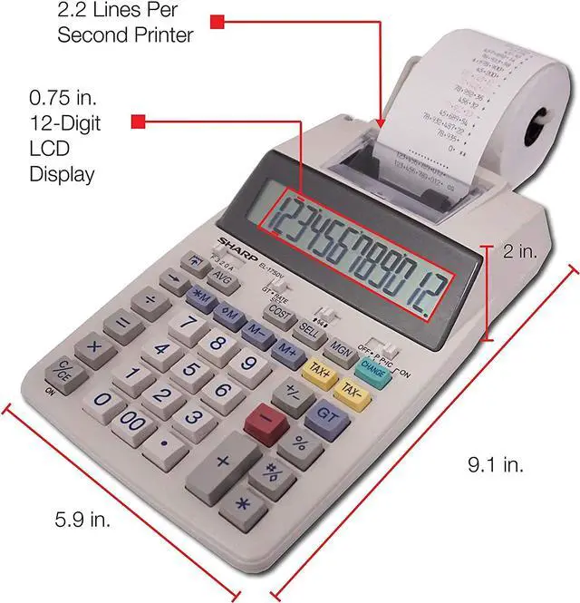Alt view image 7 of 20 - EL1750V 12-Digit Dual Color Printing Calculator
