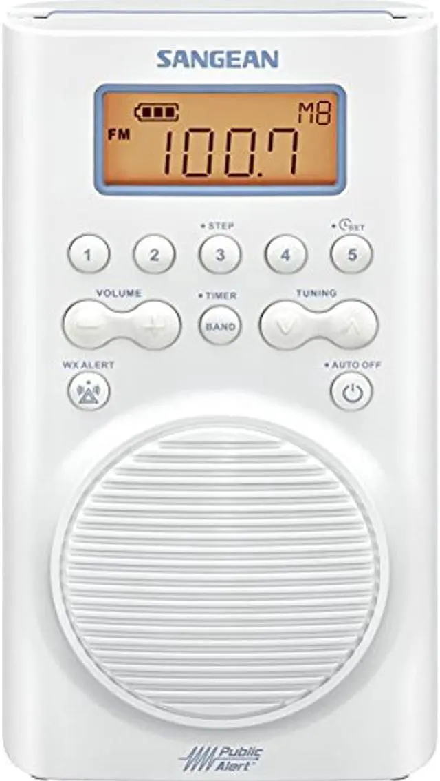 Alt view image 2 of 13 - Sangean H205 H205 Portable 3-Band AM/FM/Weather-Alert Waterproof Shower Clock Radio