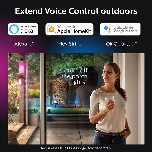 Alt view image 18 of 19 - Hue White and Color Ambiance Calla Waterproof Black Outdoor Smart Integrated LED Bollard Landscape Path Light Extension
