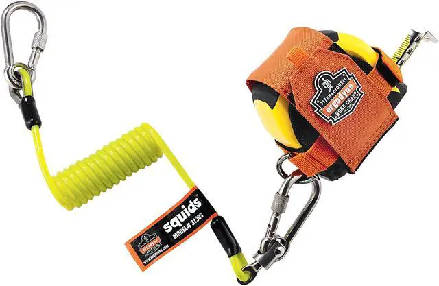Alt view image 3 of 8 - Ergodyne Squids 3130S Coiled Cable Tool Lanyard with Dual Stainless Steel Carabiners, 2 Pounds