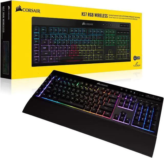 Alt view image 17 of 20 - Corsair K57 RGB Wireless Gaming Keyboard (NA) - Wired/Wireless Connectivity - Bluetooth/RF - 33 ft - 2.40 GHz - USB 3.0 Type A Interface - 110 Key - English (North America) - Windows, PC - Rubber Dome