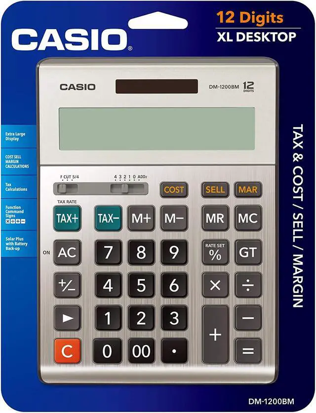 Alt view image 8 of 16 - Casio DM-1200BM Desktop Simple Calculator w/ Extra Large Display