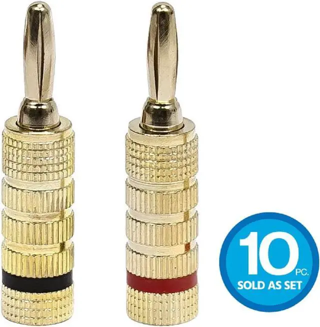 Alt view image 5 of 9 - Monoprice 10 PAIRS Of High-Quality Gold Plated Speaker Banana Plugs, Closed Screw Type