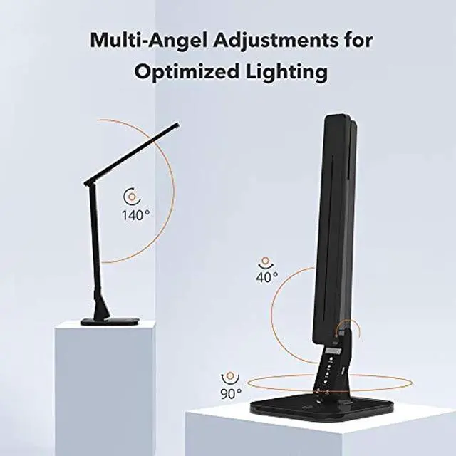 Alt view image 7 of 10 - TaoTronics TT-DL01 Elune Eco-Friendly Multi-function Natural Light LED Desk Lamp with Built-in USB Charging Port - Black