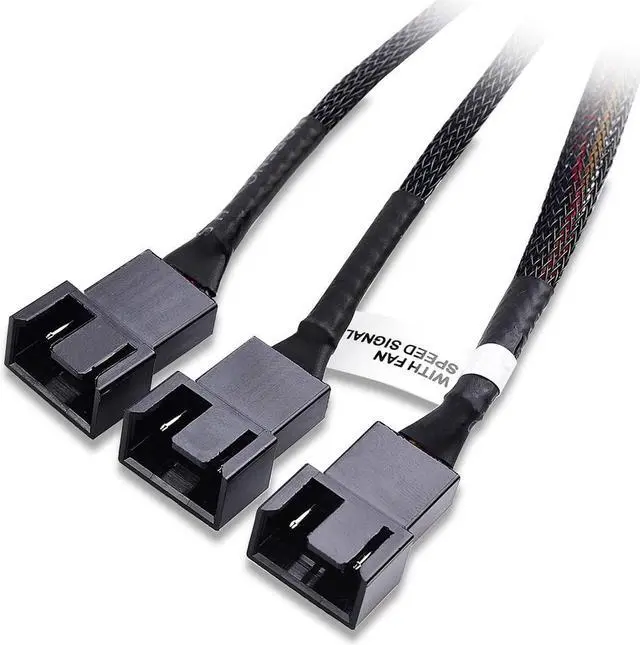 Alt view image 4 of 4 - Cable Matters 2-Pack 3 Way 4 Pin PWM Fan Splitter Cable - 12 Inches