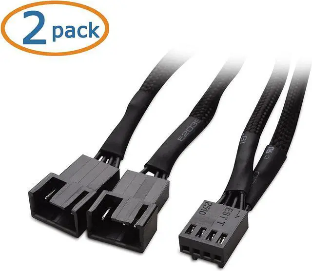 Alt view image 2 of 5 - Cable Matters 2-Pack 2 Way 4 Pin PWM Fan Splitter Cable - 4 Inches