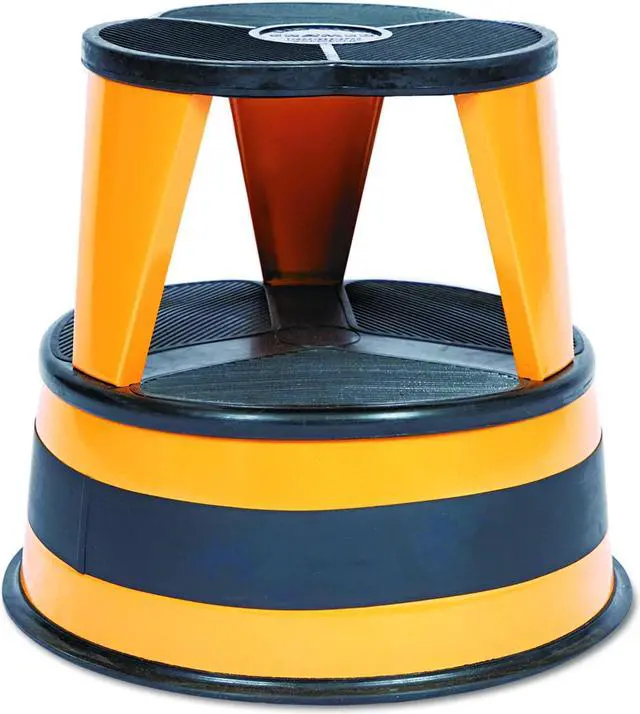 Alt view image 12 of 13 - Cramer Kik-Step Steel Step Stool 350 lb cap 16" dia. x 14 1/4h Orange 100130