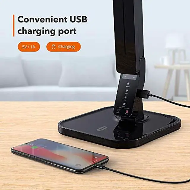 Alt view image 9 of 10 - TaoTronics TT-DL01 Elune Eco-Friendly Multi-function Natural Light LED Desk Lamp with Built-in USB Charging Port - Black