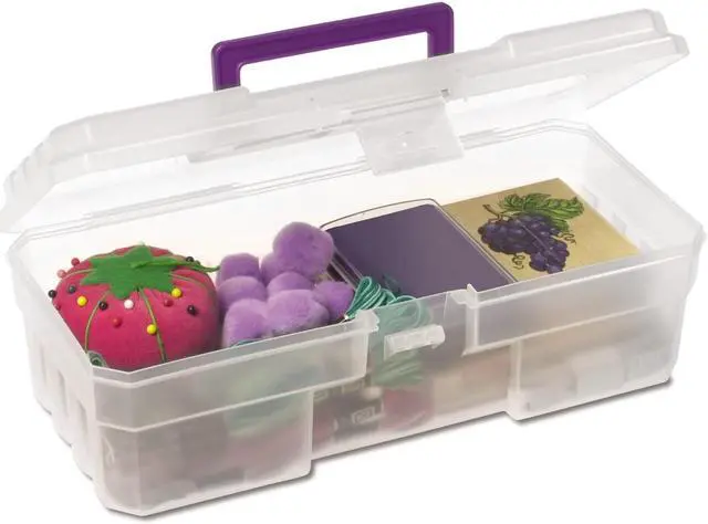 Alt view image 8 of 14 - Akro-Mils AKM09912CLPUR Supply Box- 6in.x12in.x4in.- Plastic- Clear-Purple