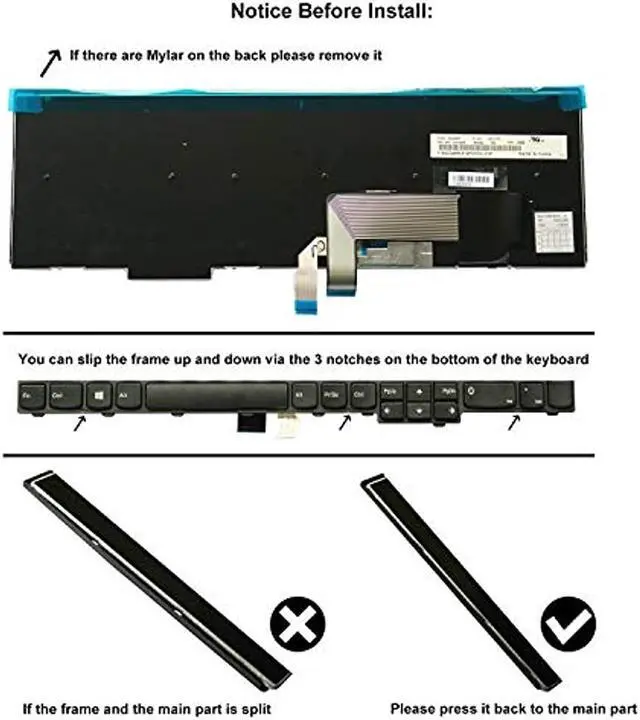Alt view image 10 of 14 - AUTENS Replacement US Layout Keyboard for Lenovo ThinkPad T540 T540p L540 W540 W541 T550 W550 W550s T560 L560 L570 P50s Laptop No Backlight (6 Fixing Screws)