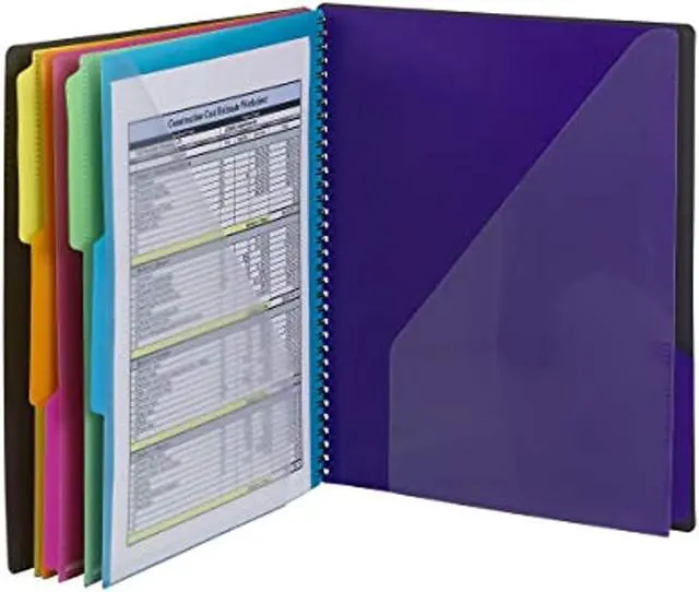 Alt view image 6 of 20 - Poly Project Organizer, 12 Letter-Size Sleeves, Gray with Bright Pockets 89207