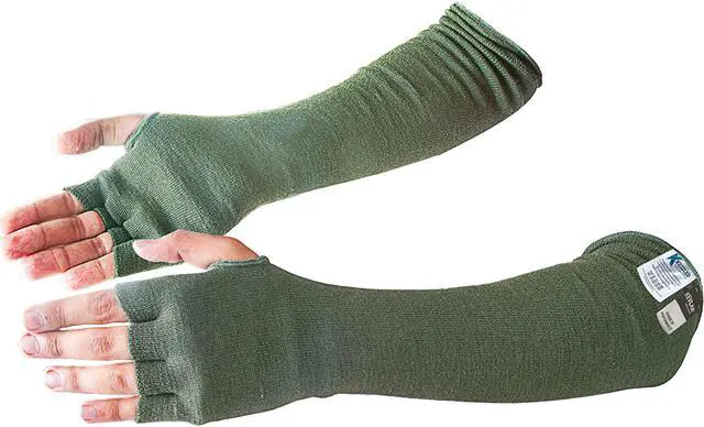 Alt view image 6 of 9 - Kevlar® Cut/Scratch/Heat Resistant Designer Arm Sleeves with Finger Openings - Sage Green 18 inches by Kezzled
