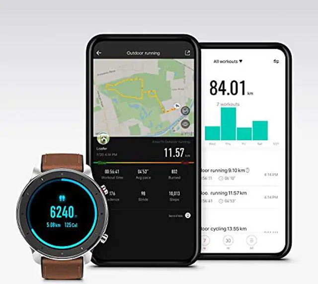 Alt view image 13 of 13 - Amazfit GTR Smartwatch with GPS+GLONASS, All-Day Heart Rate Monitor, Daily Activity Tracker Rate and Activity Tracking, 24-Day Battery Life, 12- Sport Modes, 47mm, Aluminium Alloy