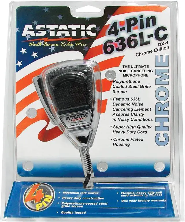 Alt view image 6 of 20 - ASTATIC TM 302-10187 636L NOISE CANCELING 4-PIN CB MICROPHONE  CHROME EDITION