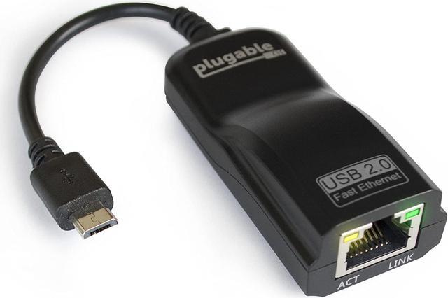 Alt view image 2 of 9 - Plugable USB 2.0 OTG Micro-B to 100Mbps Fast Ethernet Adapter Compatible with Windows Tablets, Raspberry Pi Zero, and Some Android Devices (ASIX AX88772A chipset)