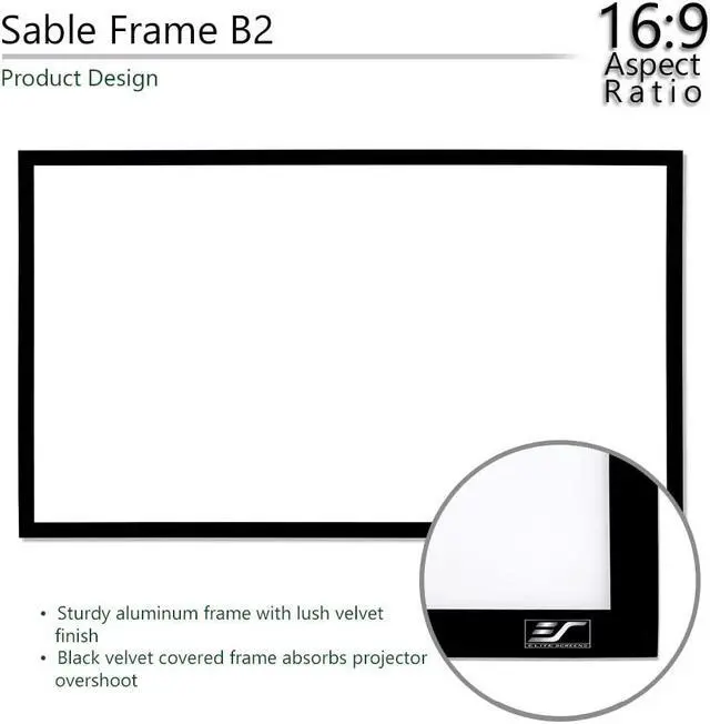 Alt view image 10 of 20 - Elite Screens Sable Frame B2, 135-INCH Diag. 16:9, Active 3D 4K / 8K Ultra HD Fixed Frame Home Theater Projection Projector Screen with Kit, SB135WH2