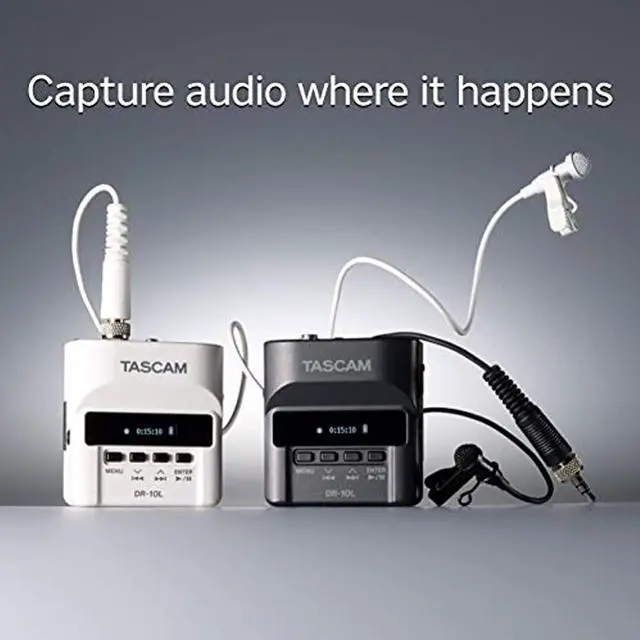 Alt view image 3 of 20 - Tascam DR-10L Compact Digital Audio Recorder and Lavalier Mic Combo