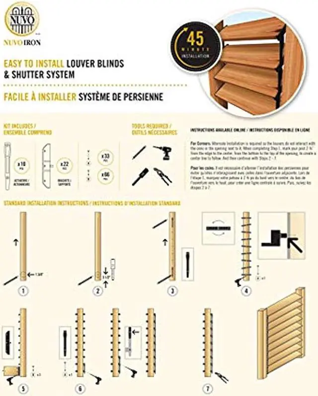 Alt view image 14 of 20 - Nuvo Iron Louver Blinds & Shutter System - Hardware Kit - LSB48