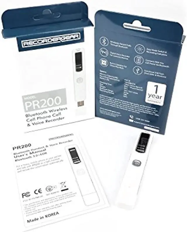 Alt view image 14 of 18 - RecorderGear PR200 Bluetooth Cell Phone Call Recording Device, iPhone & Android Mobile Recorder, Record Voice/Meetings/Memos