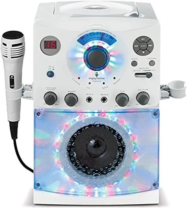 Alt view image 11 of 18 - The Singing Machine(R) Sml385btw Bluetooth(R) Karaoke System With Led Disco Lights & Microphone (White)  15.80In. X 11.1