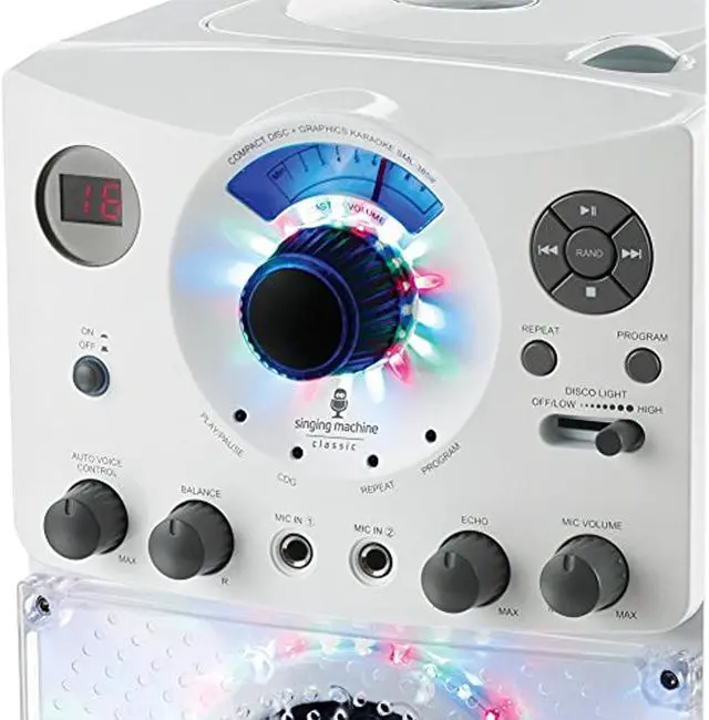 Alt view image 13 of 18 - The Singing Machine(R) Sml385btw Bluetooth(R) Karaoke System With Led Disco Lights & Microphone (White)  15.80In. X 11.1