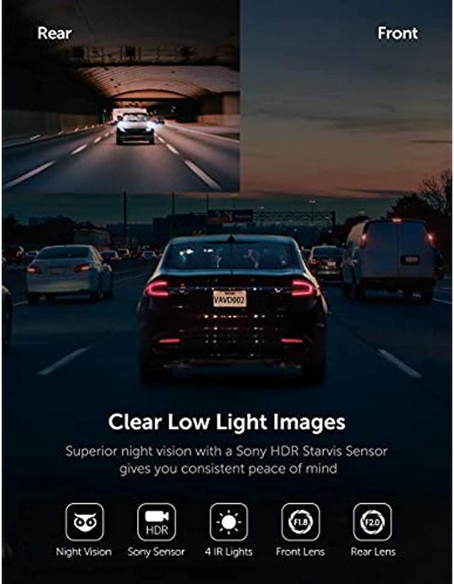 VAVA Dash Camera VD002 Dual 1080P dash cam 2560 x1440P Front with night  vision plus Wi-Fi phone app 