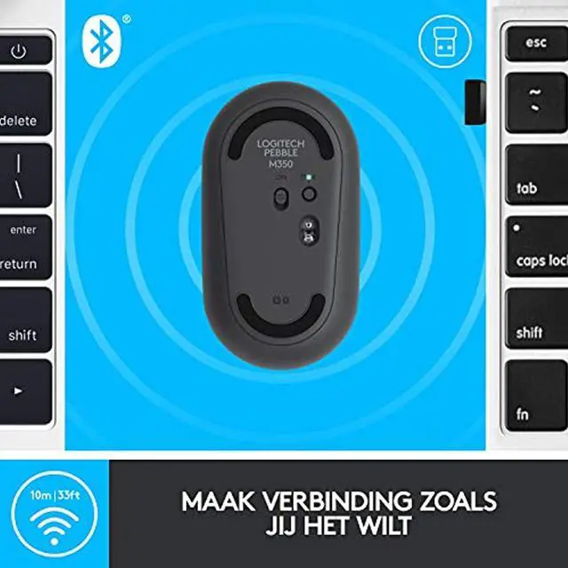 Alt view image 7 of 20 - Logitech Pebble M350 Wireless Mouse with Bluetooth or USB - Graphite
