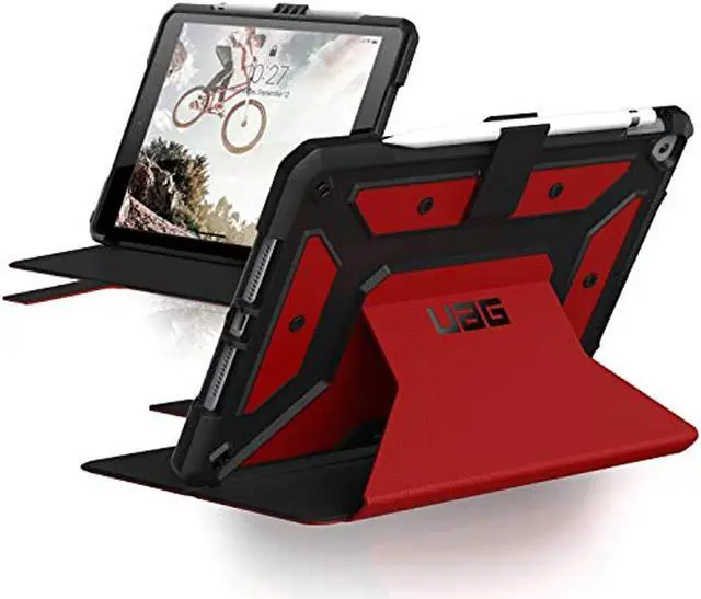 Main image of UAG iPad 10.2-inch (9th Gen, 2021),(8th Gen, 2020) & (7th Gen, 2019) Case, Metropolis Rugged Heavy Duty Protective Cover Multi-Angle Viewing Folio Stand with Pencil Holder, Magma