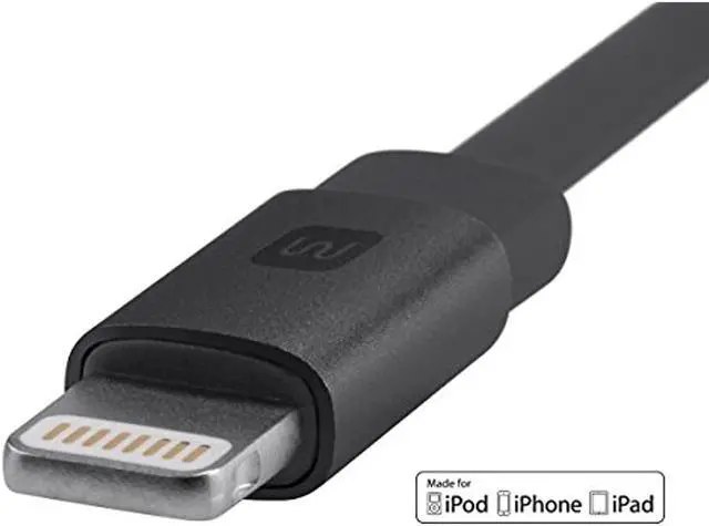 Alt view image 9 of 20 - Monoprice Apple MFi Certified Flat Lightning to USB Charge & Sync Cable - 3 Feet - Black | iPhone X, 8, 8 Plus, 7, 7 Plus, 6, 6 Plus, 5S - Cabernet Series